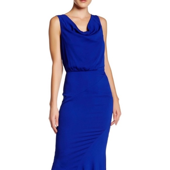 Nicole Miller | Cowl Neck Gown in Royal Blue - Picture 5 of 11